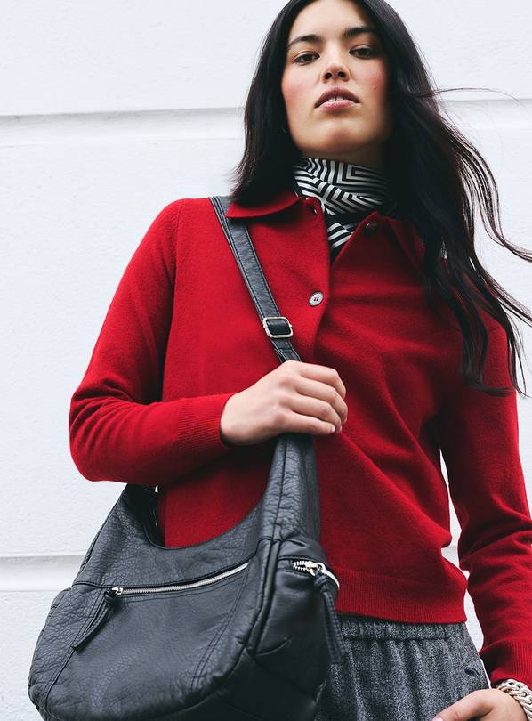 Berry Red Cosy Collared Cardigan 12